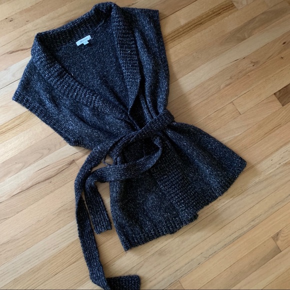 Merona Sweaters - Cozy Gray Sleeveless Wool Jacket with Belt- XL
